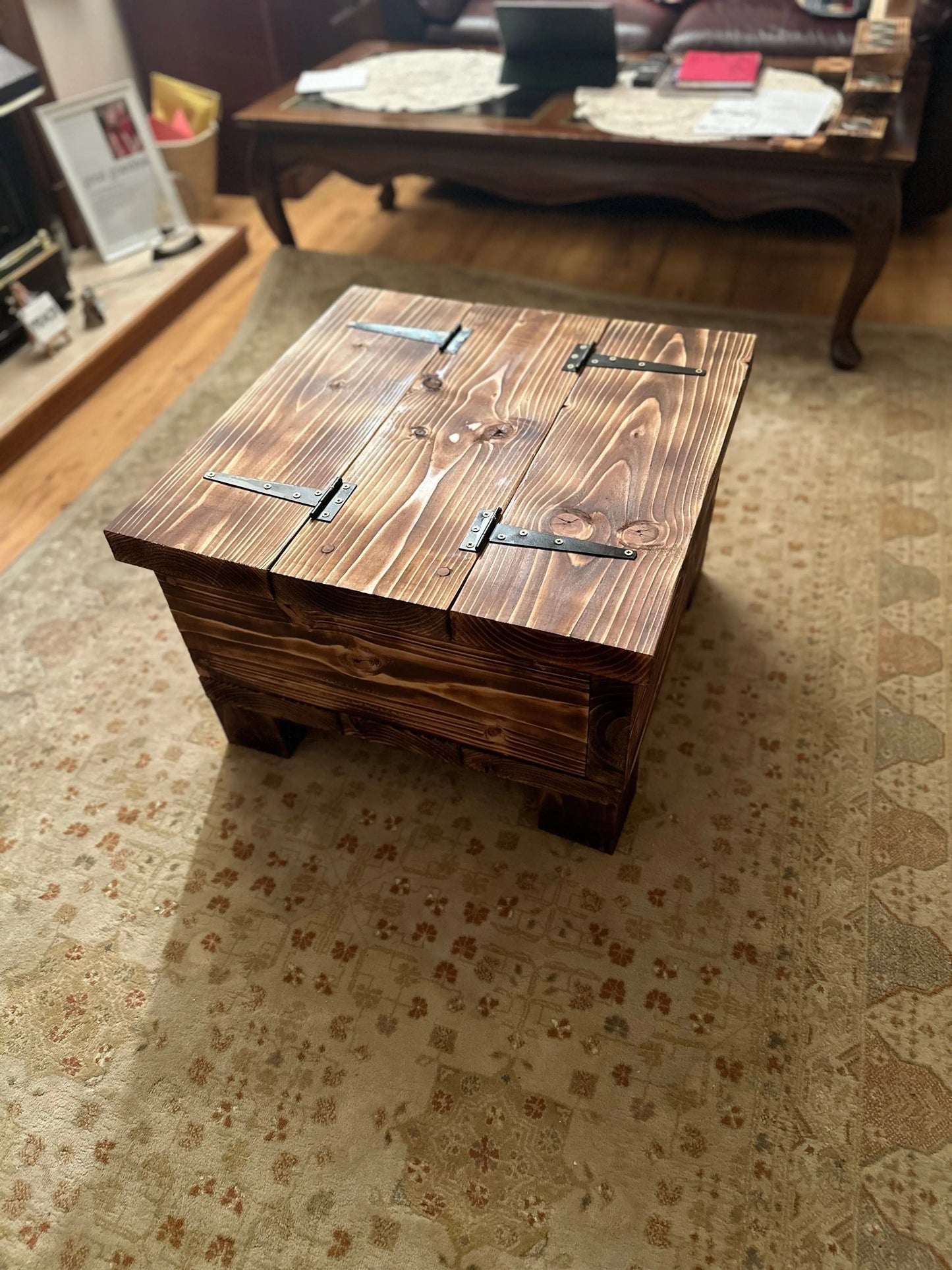 Handmade Rustic Coffee Table ( Burning Effect) - Central Handmade Crafts 